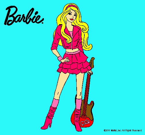 Dibujo Barbie rockera pintado por azulito