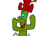 Dibujo Cactus con sombrero pintado por  sabio