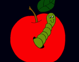 Dibujo Manzana con gusano pintado por SAPITO_94