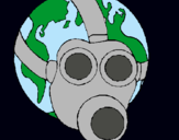 Dibujo Tierra con máscara de gas pintado por ayesha
