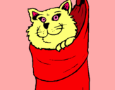 Dibujo Gato dentro de una calcetín pintado por narali
