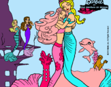 Dibujo Barbie sirena y la reina sirena pintado por merliah