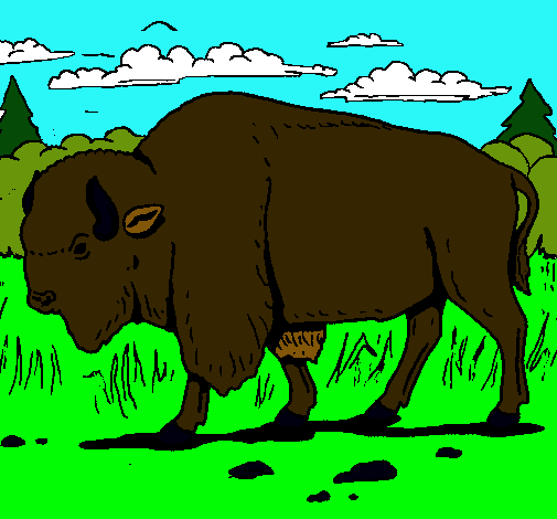 Dibujo Búfalo  pintado por chiclebomb