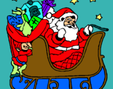 Dibujo Papa Noel en su trineo pintado por daura