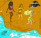 Dibujo Barbie y sus amigas en la playa pintado por machista