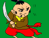 Dibujo Guerrero con espada pintado por japon