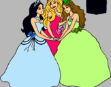 Dibujo Barbie y sus amigas princesas pintado por chccalita