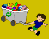 Dibujo Niño reciclando pintado por Miicaa