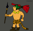 Dibujo Guerrero con lanza pintado por Quetzalina