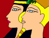 Dibujo Ramsés y Nefertiti pintado por maitokitadel