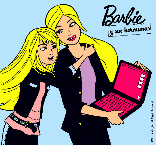 Dibujo El nuevo portátil de Barbie pintado por aslin