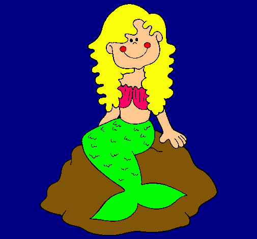 Dibujo Sirena sentada en una roca pintado por sardanes
