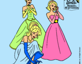 Dibujo Barbie y sus amigas vestidas de gala pintado por aslin