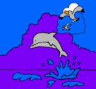 Dibujo Delfín y gaviota pintado por Gerlin