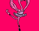 Dibujo Avestruz en ballet pintado por flamingo