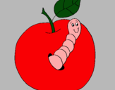 Dibujo Manzana con gusano pintado por xulika_14