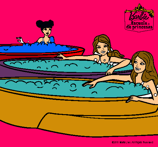 Dibujo Barbie y sus amigas en el jacuzzi pintado por Tannia21