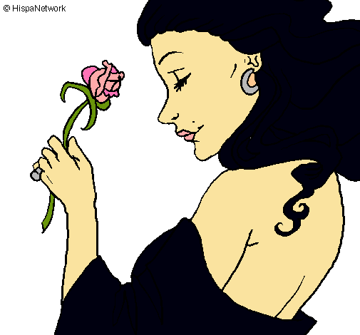 Dibujo Princesa con una rosa pintado por luna-azul