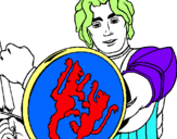 Dibujo Caballero con escudo de león pintado por joaquin2
