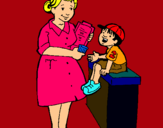 Dibujo Enfermera y niño pintado por jajajajajaja