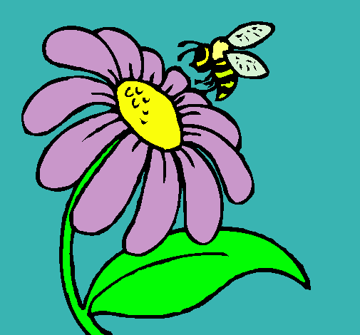Dibujo Margarita con abeja pintado por sofiarico
