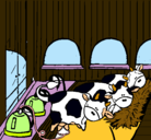 Dibujo Vacas en el establo pintado por MANDARINAS