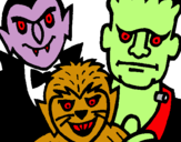 Dibujo Personajes Halloween pintado por monstray