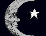 Dibujo Luna y estrella pintado por michi44