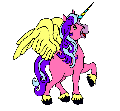 Dibujo Unicornio con alas pintado por VICKYMAMA