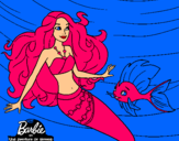 Dibujo Barbie sirena con su amiga pez pintado por lachiky_22