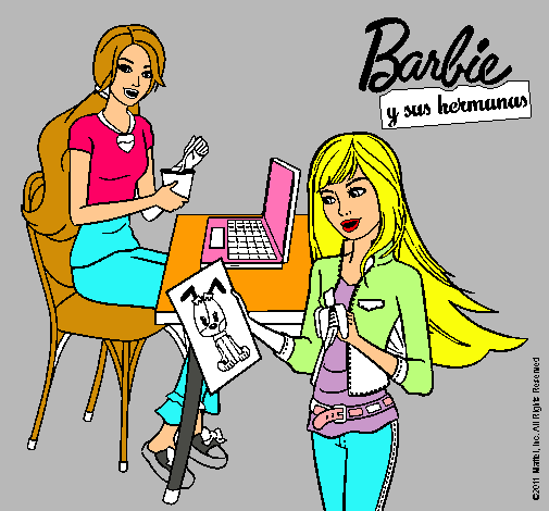 Barbie y su hermana merendando