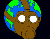 Dibujo Tierra con máscara de gas pintado por eulogia