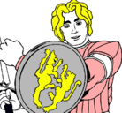 Dibujo Caballero con escudo de león pintado por franbonett