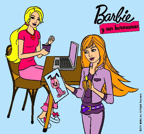 Barbie y su hermana merendando