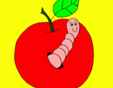 Dibujo Manzana con gusano pintado por NIKOL2020