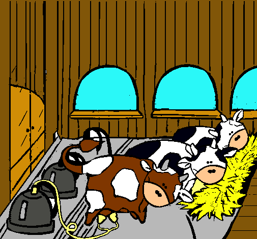 Dibujo Vacas en el establo pintado por pasiego