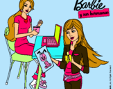 Dibujo Barbie y su hermana merendando pintado por toex5i