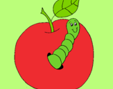 Dibujo Manzana con gusano pintado por 2e4t5uyrhjt
