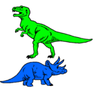 Dibujo Triceratops y tiranosaurios rex pintado por dinodinodino