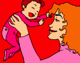 Dibujo Madre con su bebe pintado por caritaa