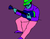Dibujo Guitarrista con sombrero pintado por kjkknj-o