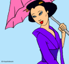 Dibujo Geisha con paraguas pintado por juguete456