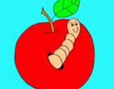Dibujo Manzana con gusano pintado por CHERLONI