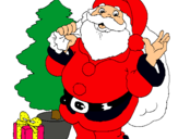 Dibujo Santa Claus y un árbol de navidad pintado por tkm--c-a-g