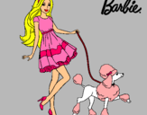 Dibujo Barbie paseando a su mascota pintado por xulika_14