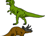 Dibujo Triceratops y tiranosaurios rex pintado por suntordesilo