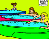 Dibujo Barbie y sus amigas en el jacuzzi pintado por noelo