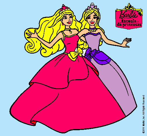 Dibujo Barbie y su amiga súper felices pintado por TQMX