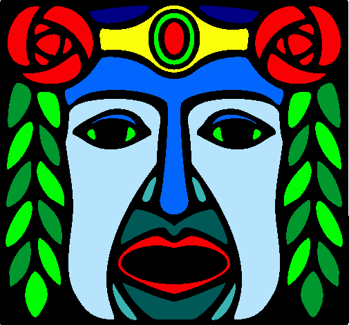 Dibujo Máscara Maya pintado por CHUMANEL
