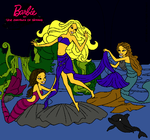 Dibujo Barbie con sirenas pintado por Angyyy